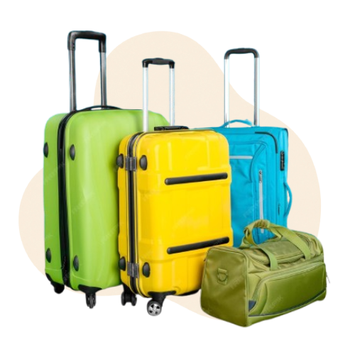 Assorted luggage including suitcases and a duffel bag